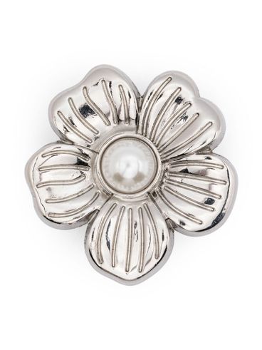 CROCS - Silver flower pin with pearl