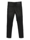 john richmond - Long black cotton jeans with distressing. - 1