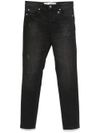 john richmond - Long black cotton jeans with distressing.