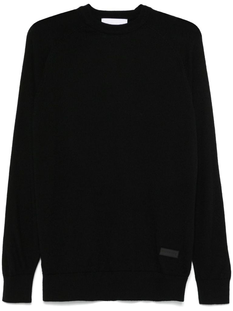 Shop John Richmond Crew Neck Wool Blend Sweater In Black