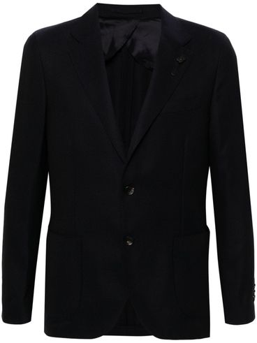 LARDINI - Single-breasted wool blazer with a pin