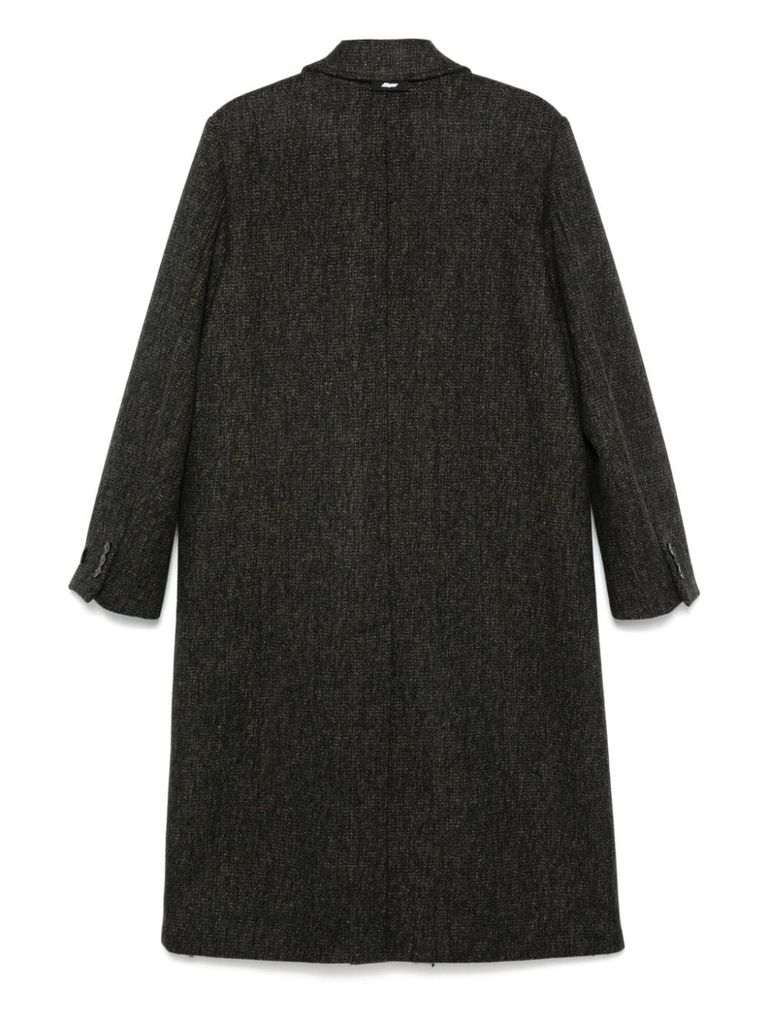 Shop Msgm Long Double-breasted Wool Coat In Grey