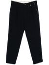 myths - Black cotton pants with stitching.