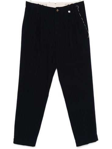 MYTHS - Black cotton pants with stitching.