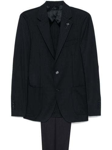 LARDINI - Single-breasted wool suit with a pin