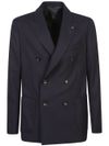 lardini - Double-breasted wool blazer with a pin