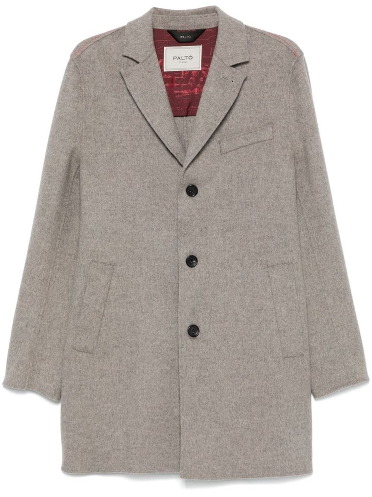 Shop Paltò Long Single-breasted Wool Geraldo Coat In Beige