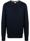 paul smith - Maglia in lana merino blu girocollo