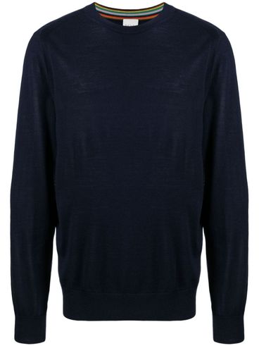 PAUL SMITH - Blue merino wool crewneck sweater