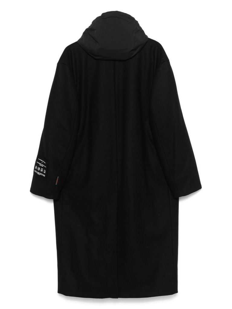 Shop Paltò Long Ascanio Coat In Wool Blend In Black