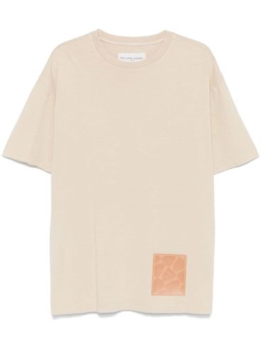 PHILIPPE MODEL - T-shirt in cotone beige con patch frontale