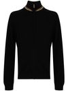 paul smith - Cardigan in lana merino nero con dettaglio righe