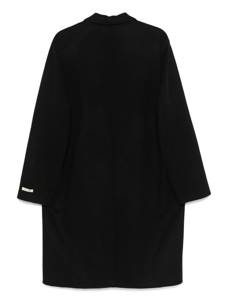 Shop Paltò Long Cameron Coat In Single-breasted Wool In Black