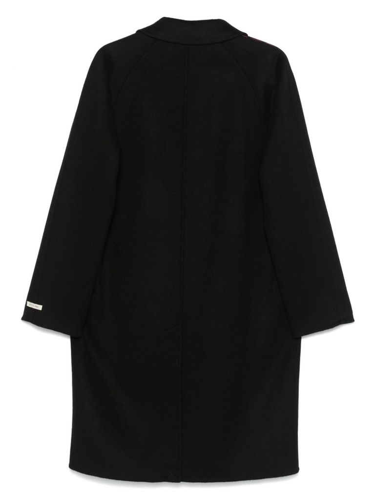 Shop Paltò Long Black Single-breasted Wool Marcello Coat