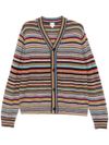 paul smith - Multicolored horizontal striped wool blend cardigan