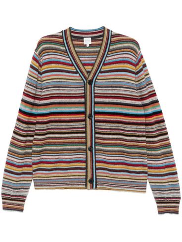 PAUL SMITH - Cardigan in misto lana a righe orizzontali multicolore