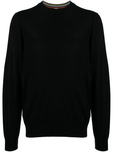 PAUL SMITH - Black merino wool crewneck sweater