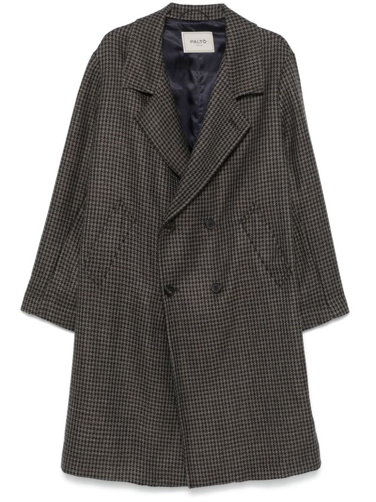 Paltò Long Double-breasted Wool Riccardo Coat In Black