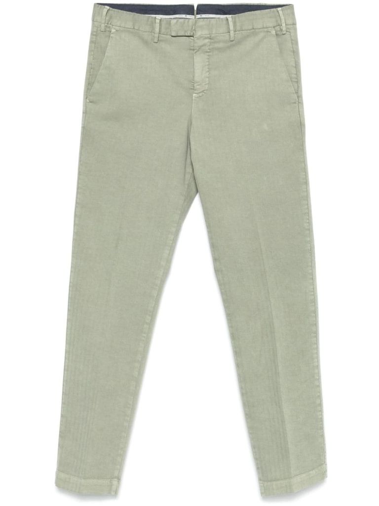 Shop Pt Torino Striped Cotton Pants In Green