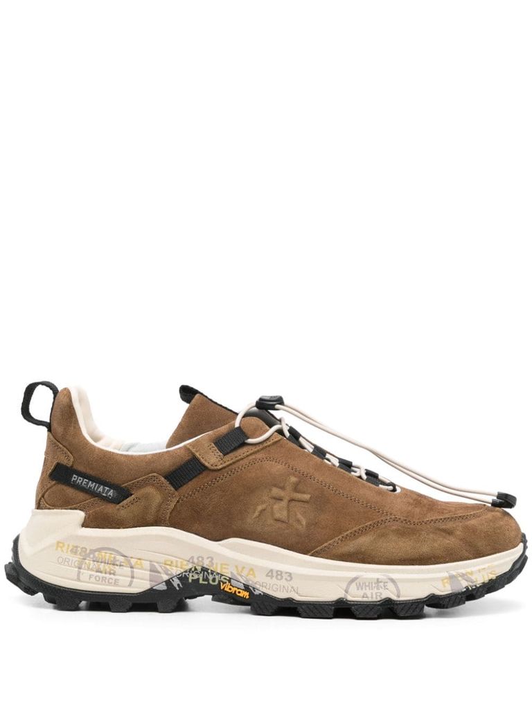 Shop Premiata Cross 02 Sneakers In Suede Leather In Brown