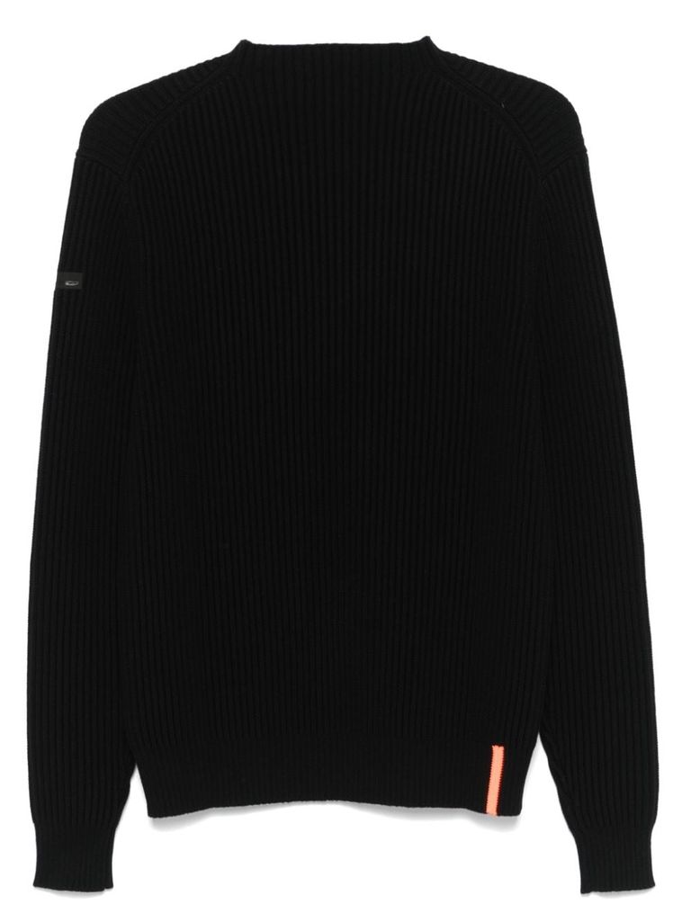 RRD ROBERTO RICCI DESIGNS BLACK RIBBED CREWNECK COTTON SWEATER 