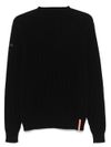 rrd roberto ricci designs - Maglione in cotone nero a coste girocollo - 1