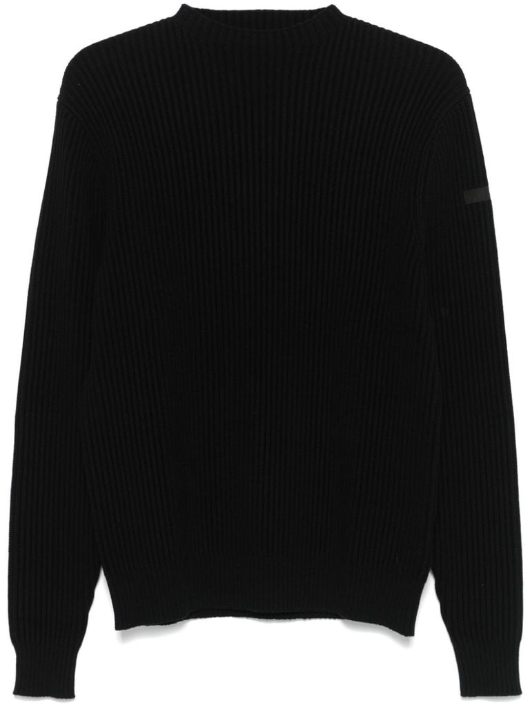 RRD ROBERTO RICCI DESIGNS BLACK RIBBED CREWNECK COTTON SWEATER 