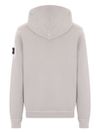 stone island - Felpa in cotone grigio con cappuccio e logo - 1