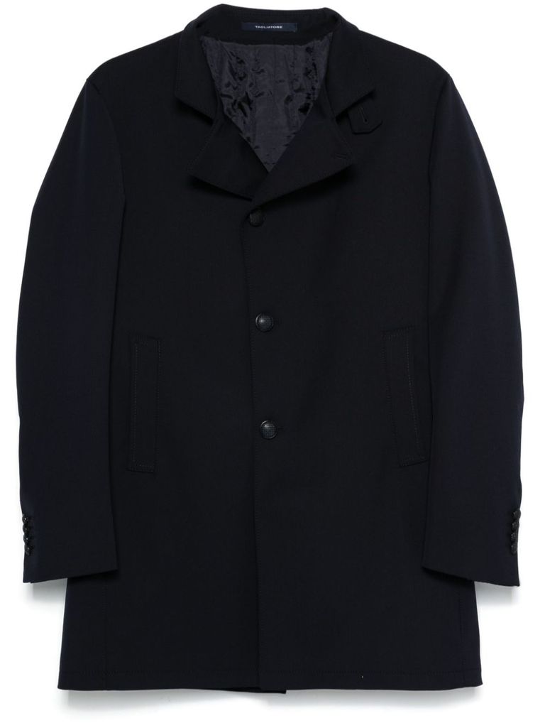 Tagliatore Long Single-breasted Virgin Wool Coat In Black