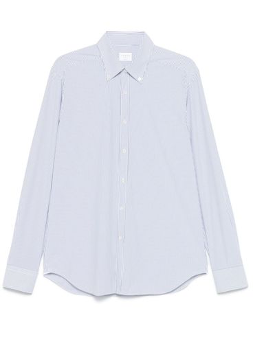 XACUS - White and light blue striped stretch shirt