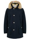 woolrich - Parka blu con pelliccia e tasche