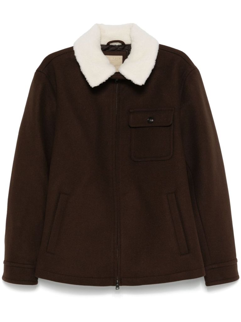 Shop Woolrich Wool Jacket With Wool Effect Collar In Brown