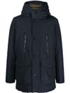 woolrich - Parka imbottito blu con tasche