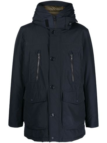 WOOLRICH - Blue padded parka with pockets