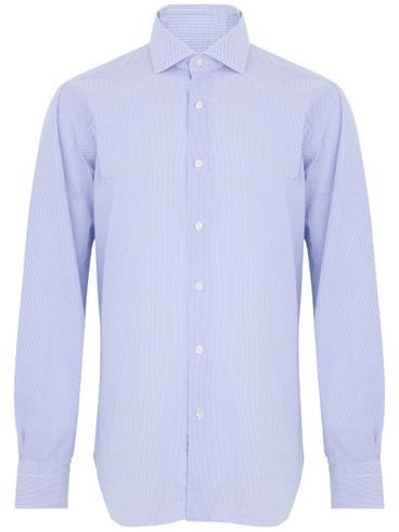 BARBA - White and blue cotton shirt