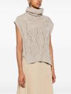 antonelli - Beige knitted high-neck wool vest - 1