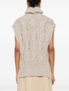 antonelli - Beige knitted high-neck wool vest - 2