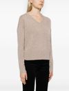 absolut cashmere - Maglione in cashmere beige con scollo a V - 2