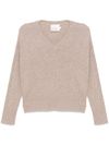 absolut cashmere - Maglione in cashmere beige con scollo a V