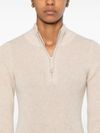 absolut cashmere - Beige cashmere turtleneck sweater with zip - 1