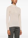 absolut cashmere - Beige cashmere turtleneck sweater with zip - 3