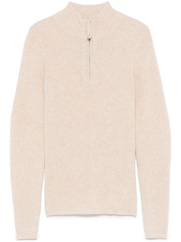 ABSOLUT CASHMERE - Beige cashmere turtleneck sweater with zip