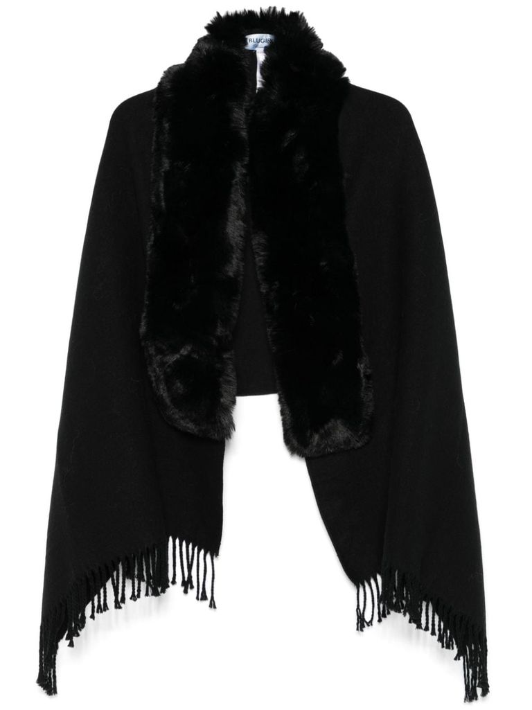 BLUGIRL SCARF WITH FUR AND FRINGES 