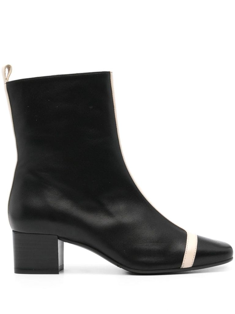 Carel Paris Black And White Leather Boot In Black