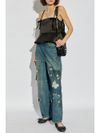 ganni - Wide-leg vintage effect cotton jeans - 3