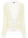 balmain - Cardigan in cotone con frange e dettagli lurex