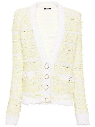 BALMAIN - Cotton cardigan with fringes and lurex details