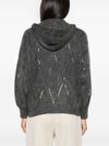 brunello cucinelli - Gray perforated cashmere and wool cardigan - 1