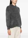 brunello cucinelli - Gray perforated cashmere and wool cardigan - 3