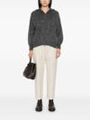 brunello cucinelli - Gray perforated cashmere and wool cardigan - 4